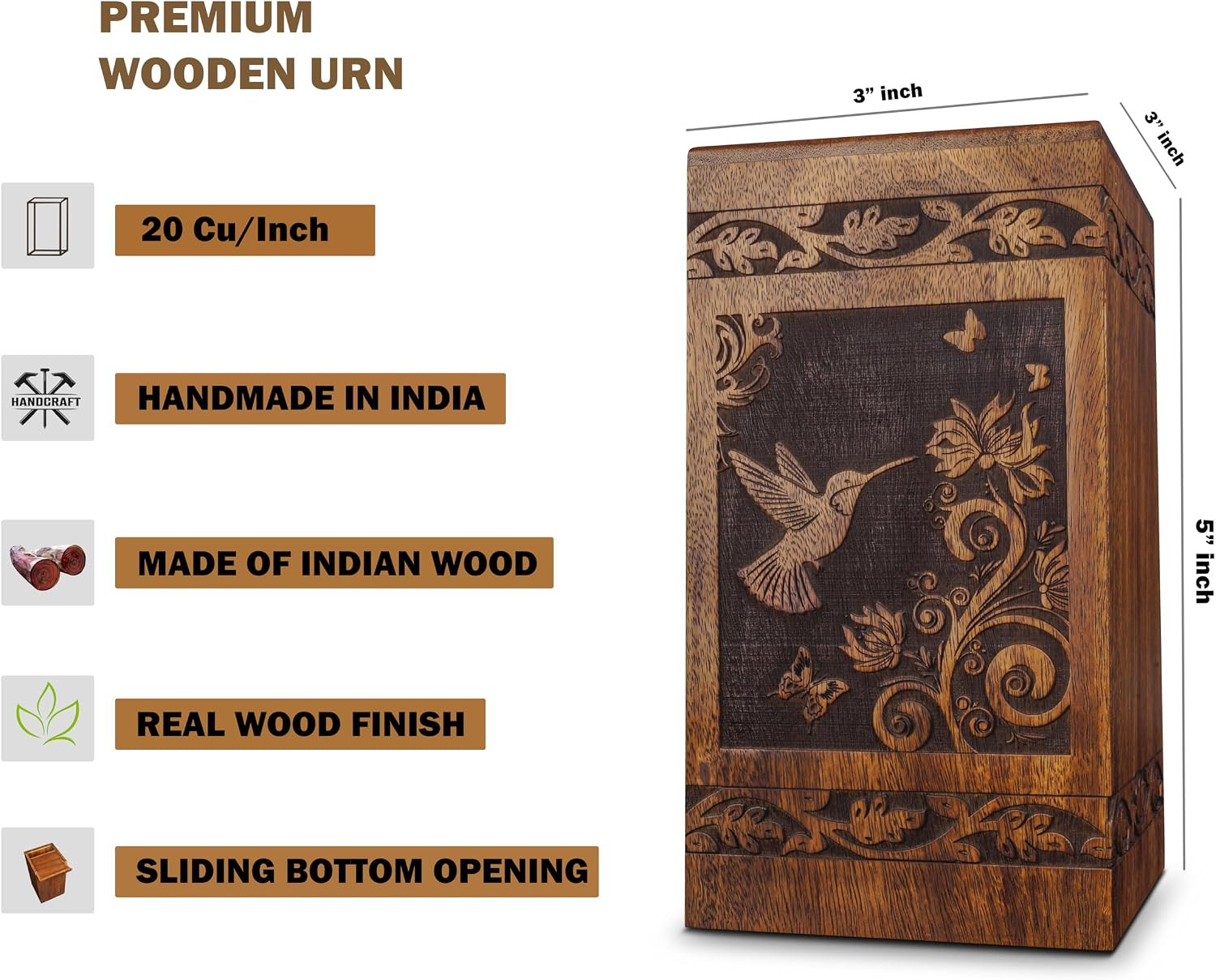 Handmade Wooden Keepsake Sharing Cremation Urns for Human Ashes Adult Female Mal