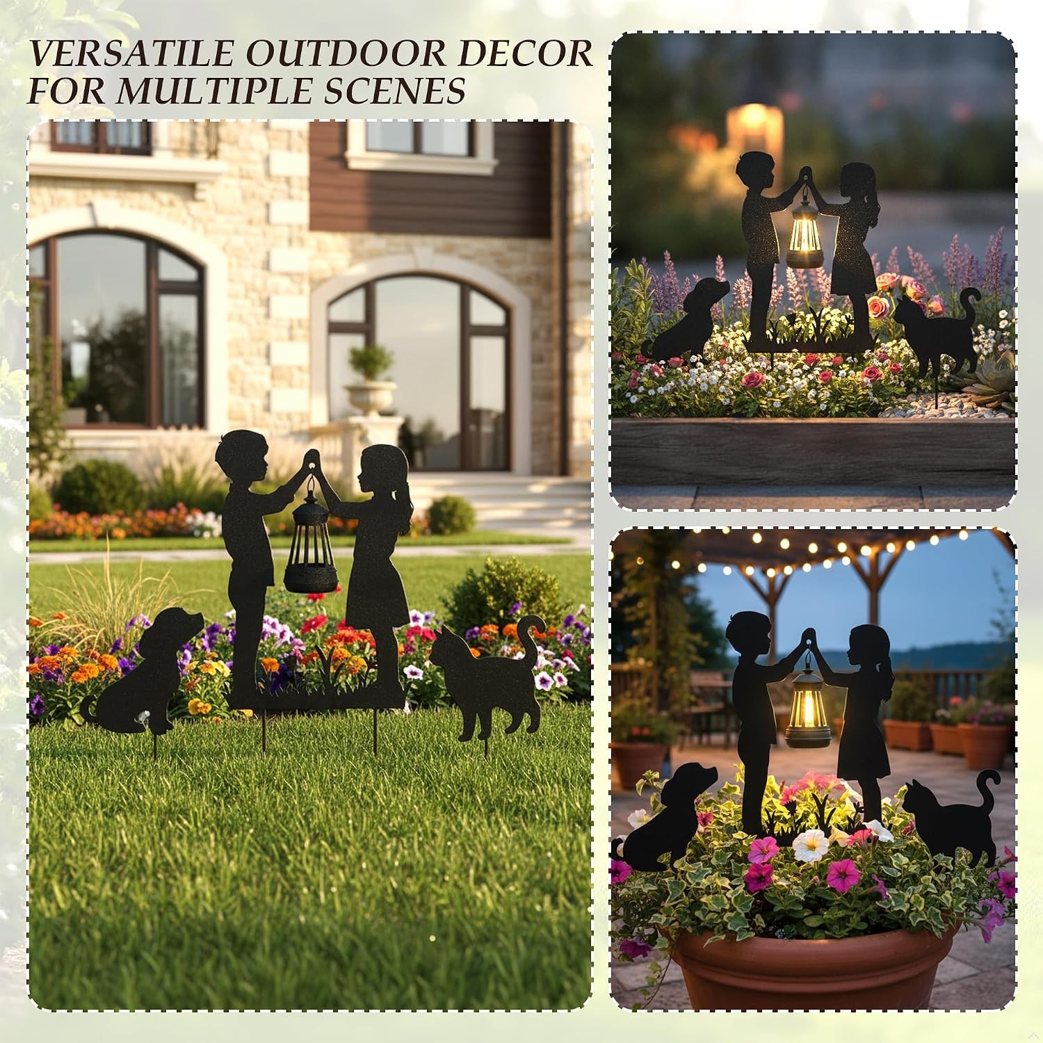 Boy Girl Cat Dog Solar Lights Outdoor Decorative Pathway Garden Decor Stake | Me
