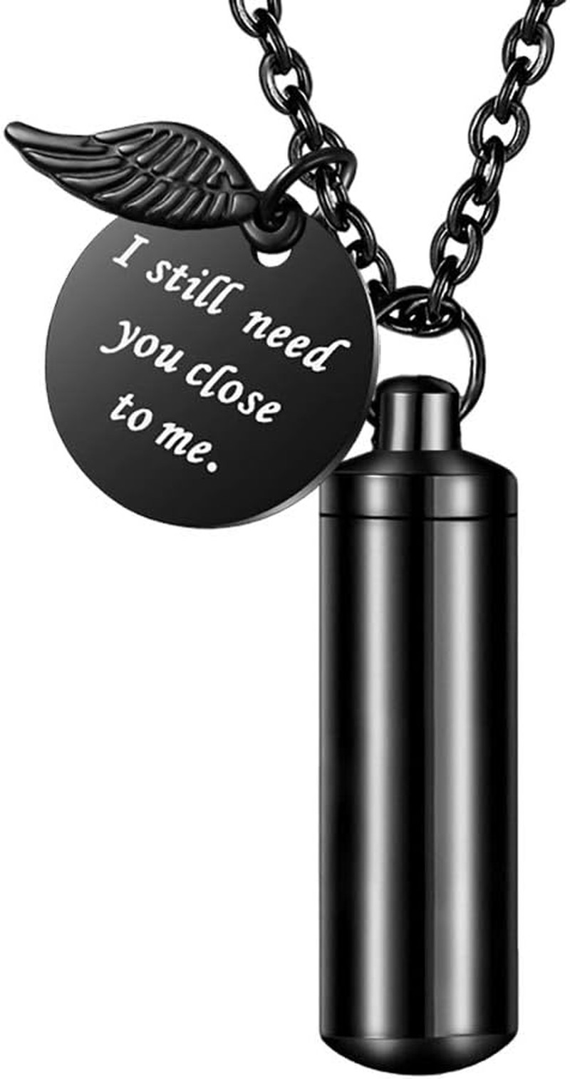 Cylinder Urn Necklace for Ashes Cremation Jewelry/Keychain for Human Pet Stainle