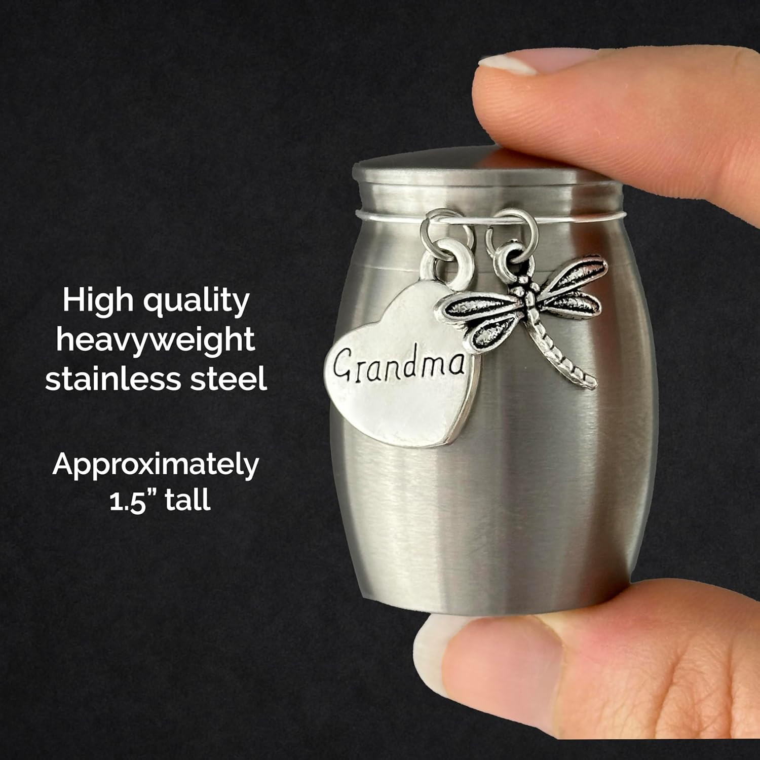 Grandma Dragonfly Small Urn for Human Ashes Cremation Keepsake Memorial Stainles