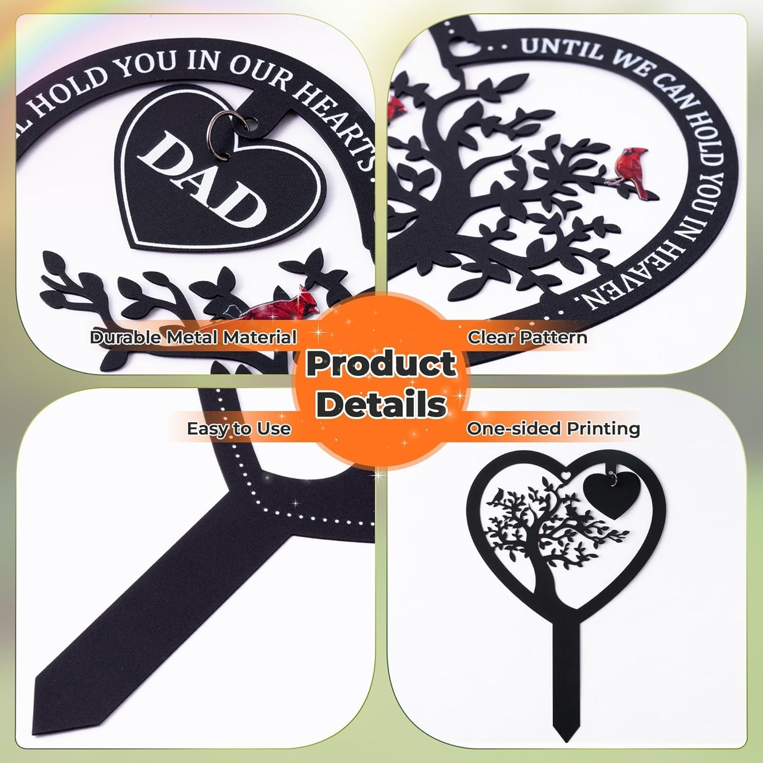 Heartfelt Memorial Grave Sign – Dad Tribute with Cardinal Design, 11×7.9 Inches