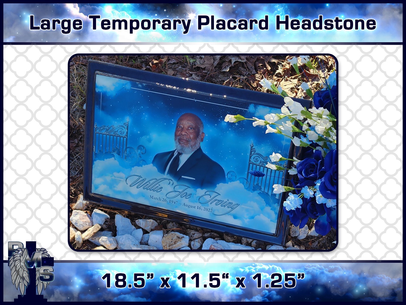 Custom Large Temporary Placard Headstone