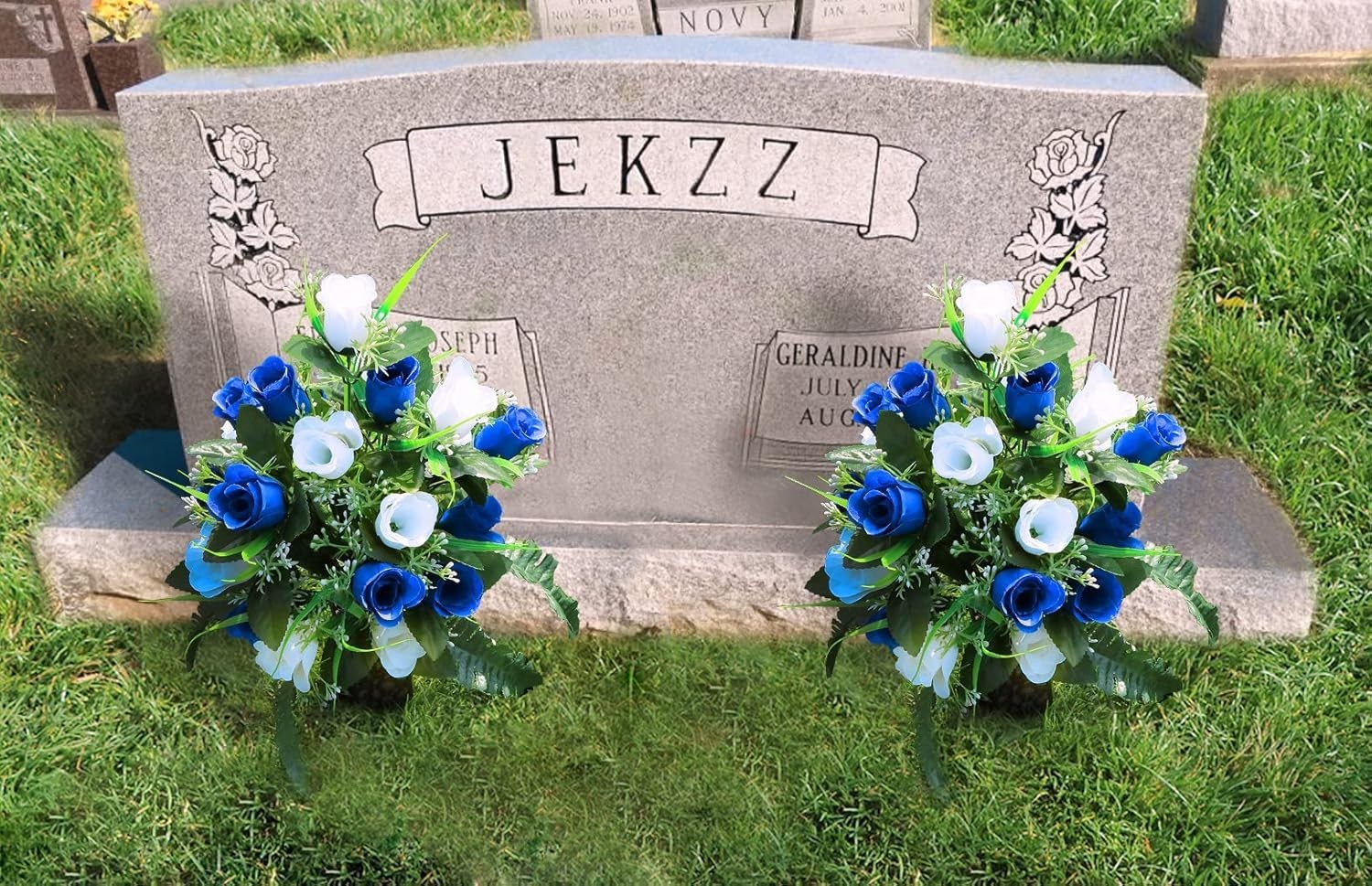 2 Sets Artificial Cemetery Flowers,Outdoor Grave Decorations Roses,Beautiful …