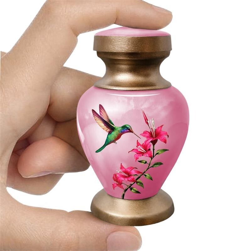 Small Keepsake Cremation Urns for Human Ashes – Pink Hummingbird