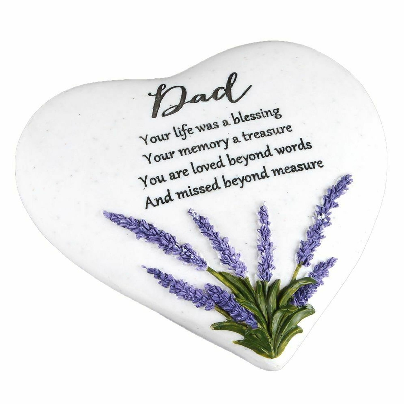 Memorial Heart Stone Plaque with Lavender by Thoughts of You – Dad