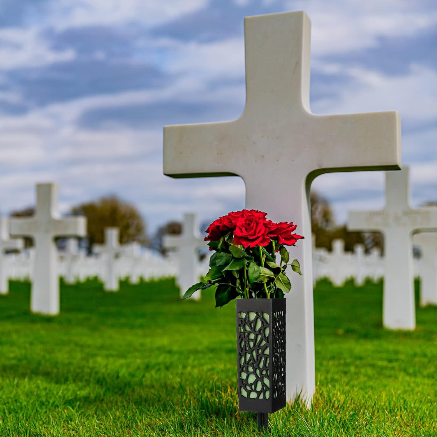 12 Pack 12 Inch Cemetery Vases with Foam Spikes Memorial Cemetery Floral Holder
