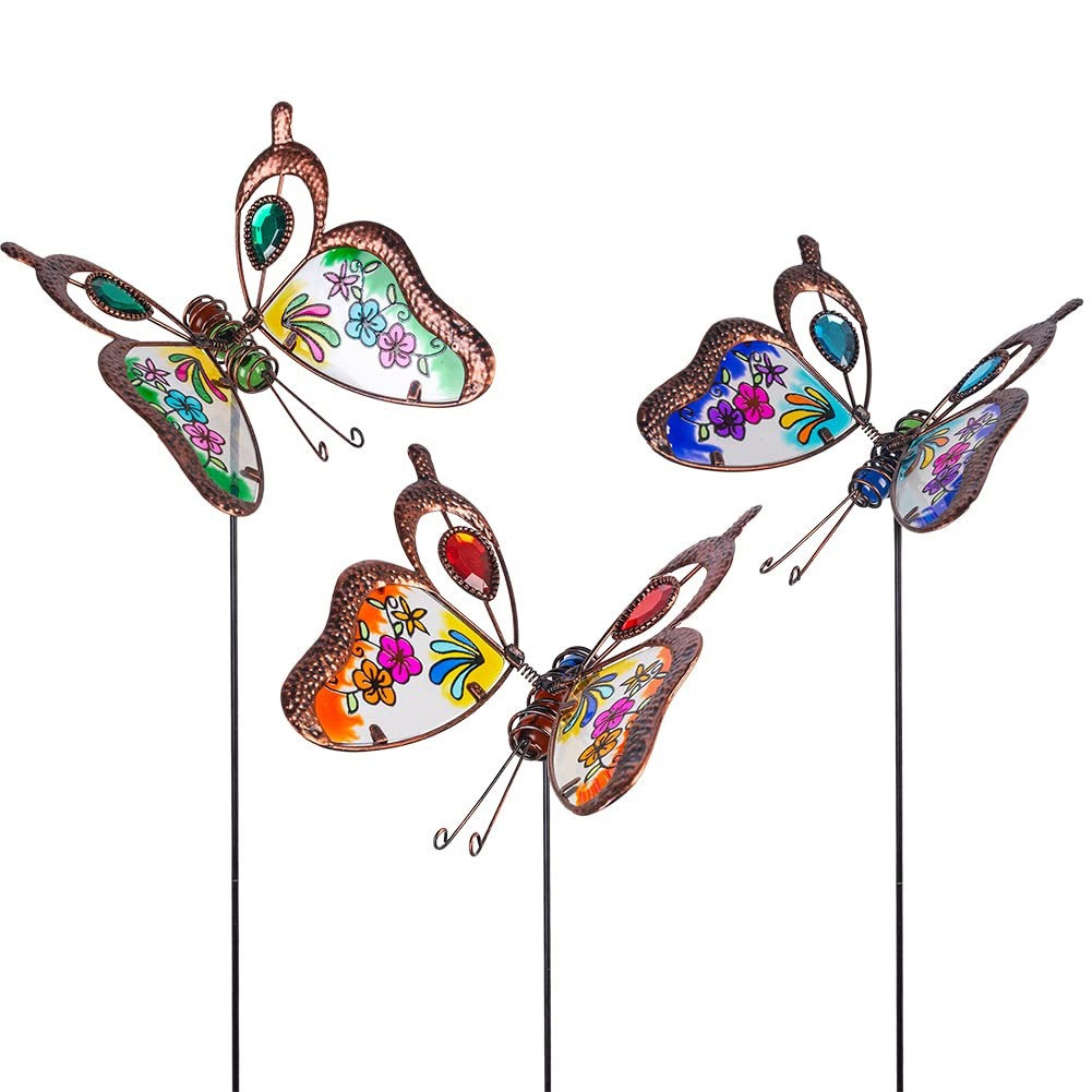3 Pack Butterfly Decorative Garden Stakes,Outdoor Decorations Metal Yard Art …