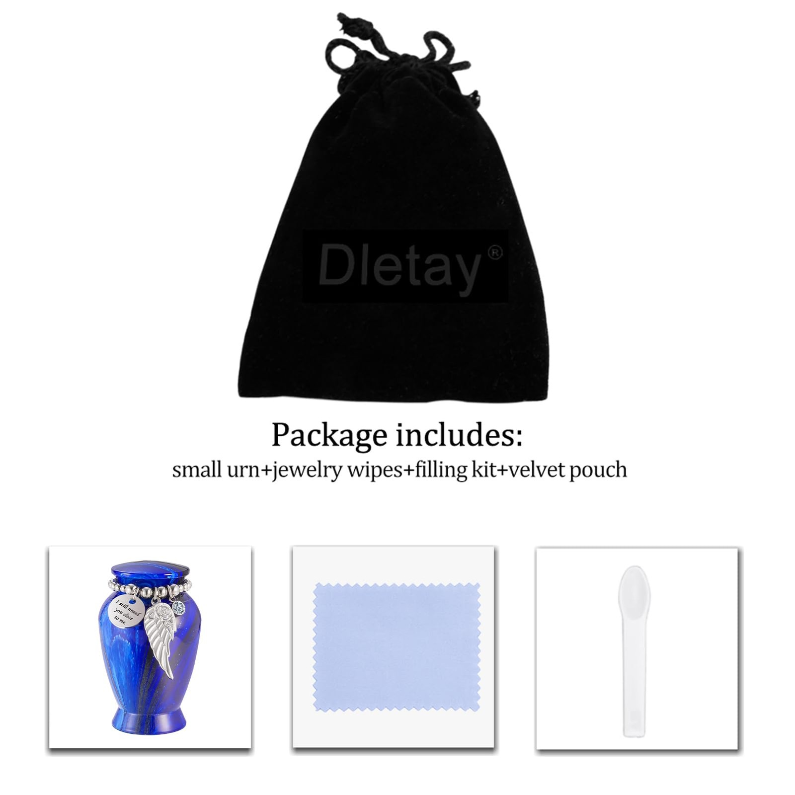 Dletay Small Urns for Human Ashes 2.85 Inch Mini Cremation Navy Blue