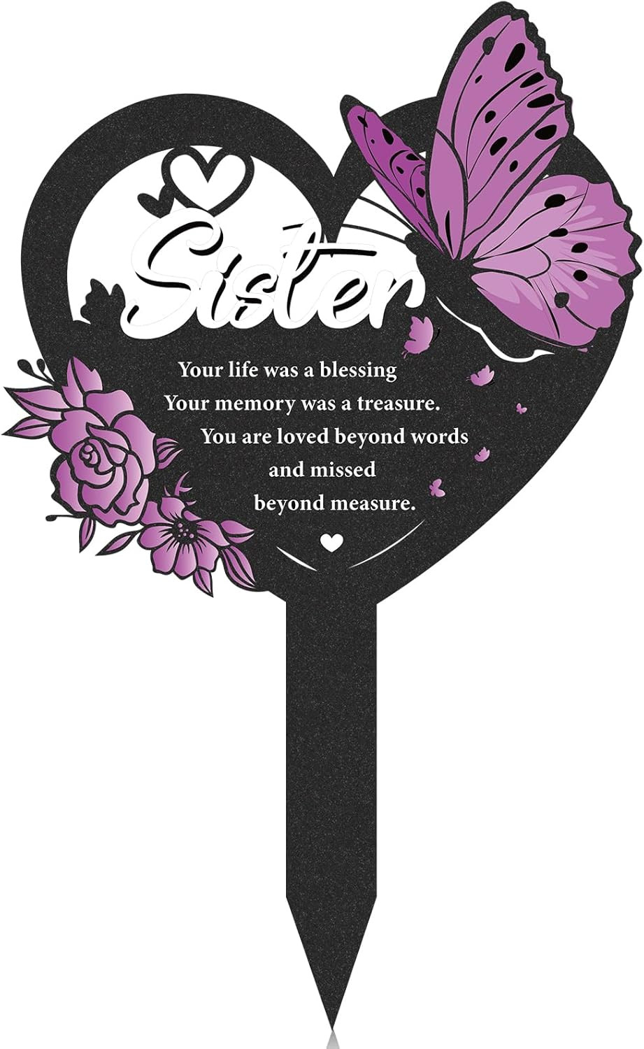 Memorial Sister Grave Stakes – Metal Butterfly Cemetery Markers Decorations f…