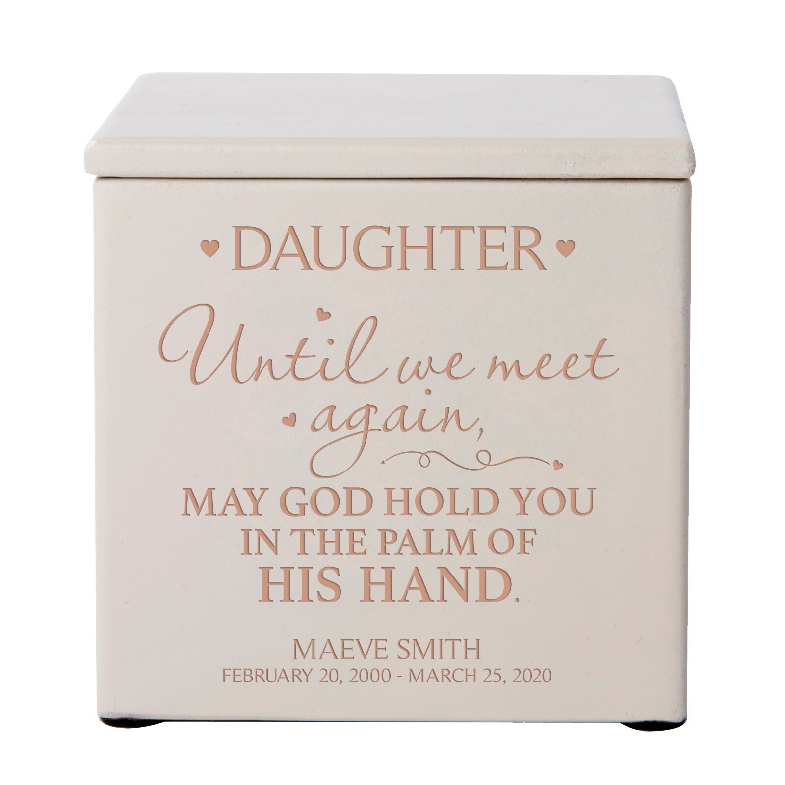 Custom Engraved Funeral Keepsake Urn Box for Human Ashes 4.5″ Daughter Until We