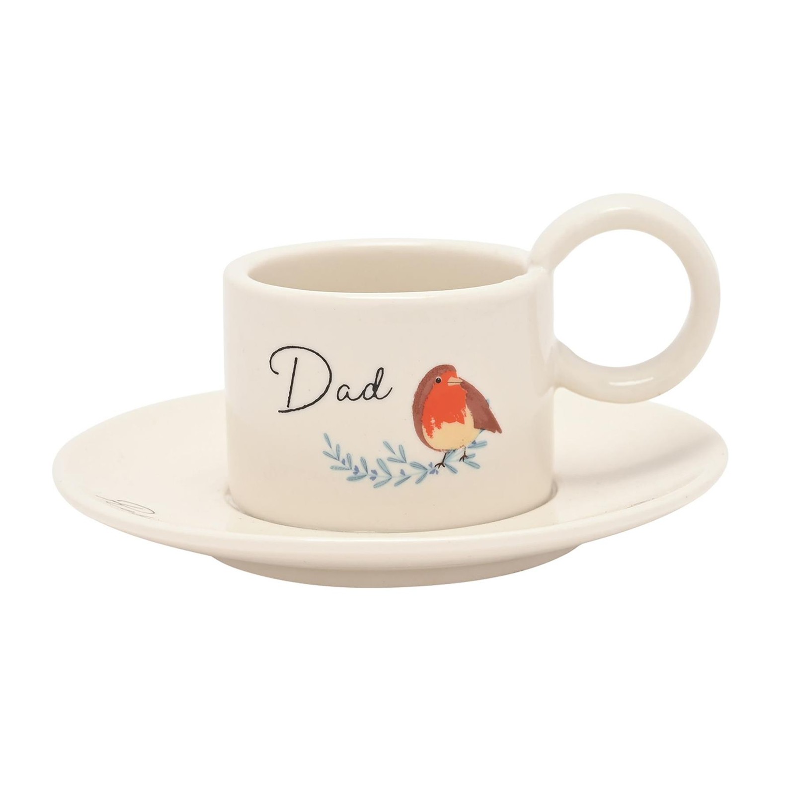 Memorial Tea Light Candle Holder Cup and Saucer Style with Robin Design – Dad
