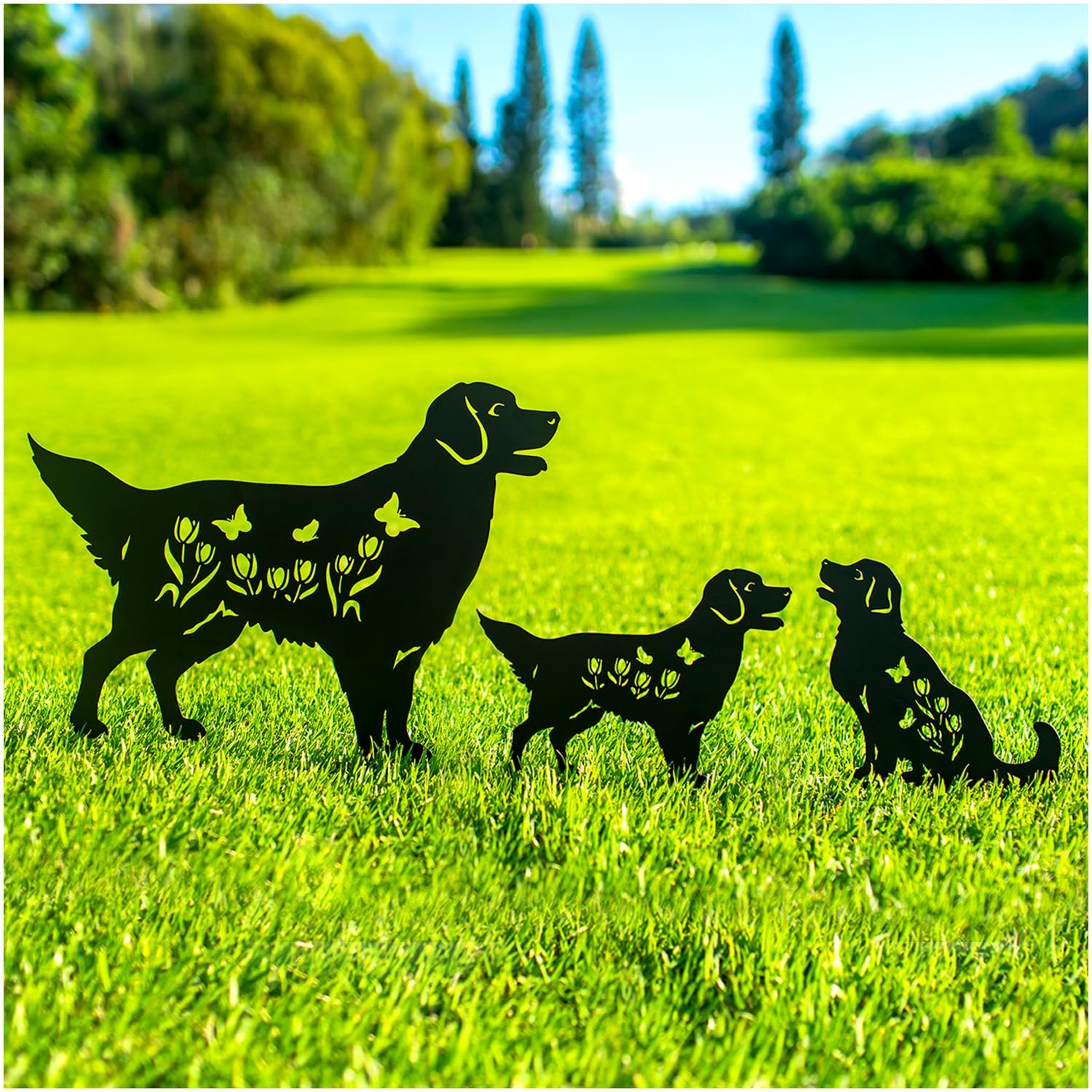 Golden Retriever Garden Stakes – Metal Dog Yard Art & Outdoor Decor Gifts