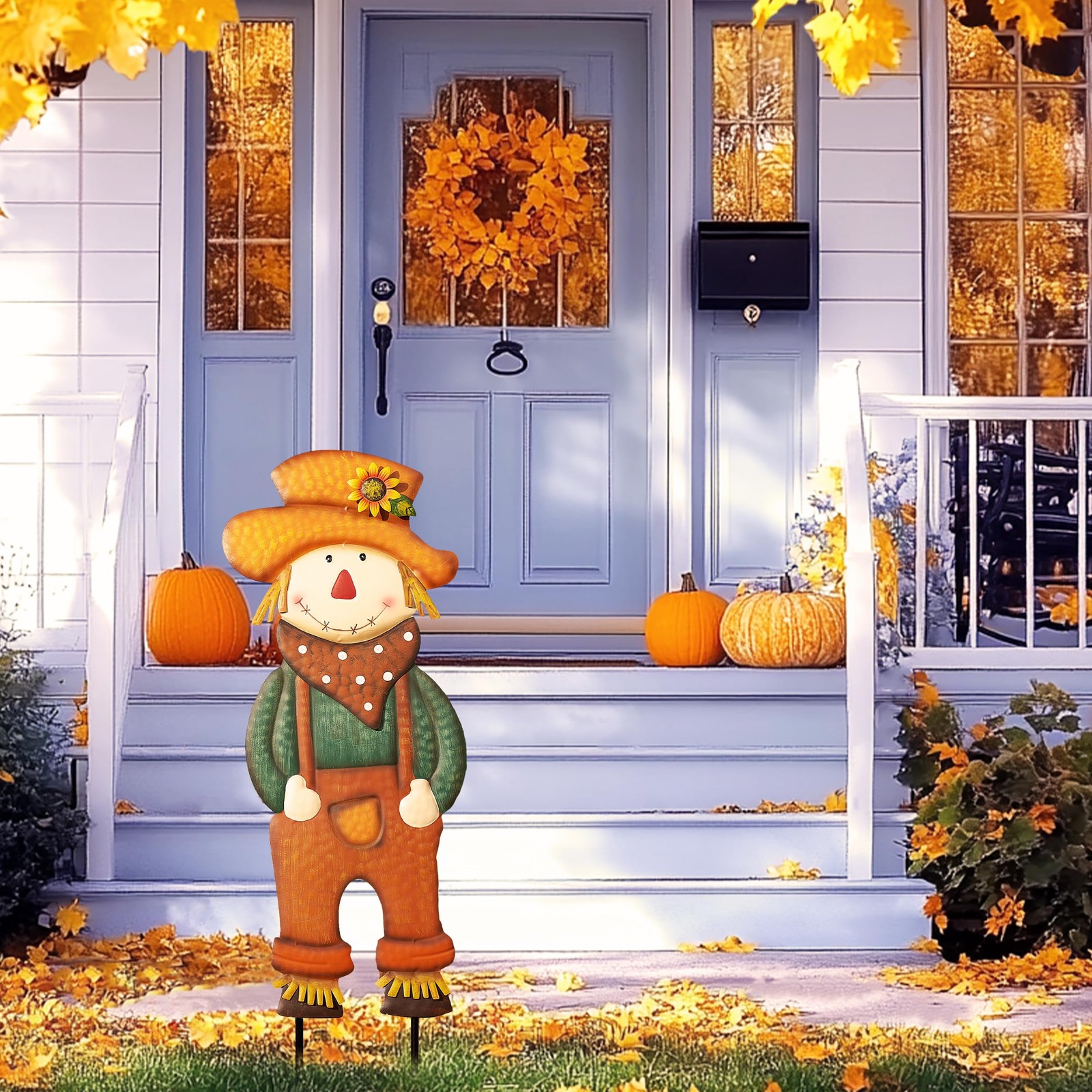 Fall Decor for Outdoor Home, Scarecrow for Garden Metal Stakes for Fall Decor…