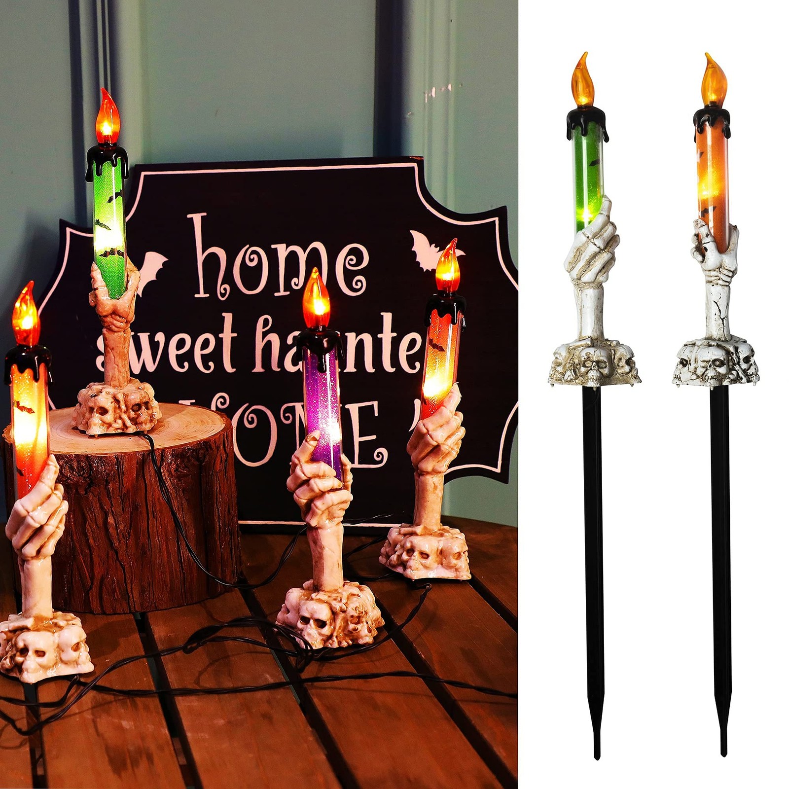 Halloween Decorations, 5 Pack Tabletop Candle Lights with Skeleton Ghost Hand…