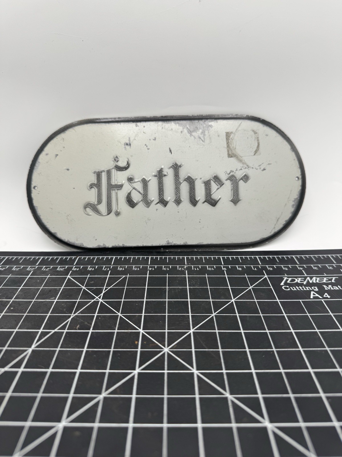Father Metal Cemetery Sign Memorial Marker Plaque Funeral Grave Vintage