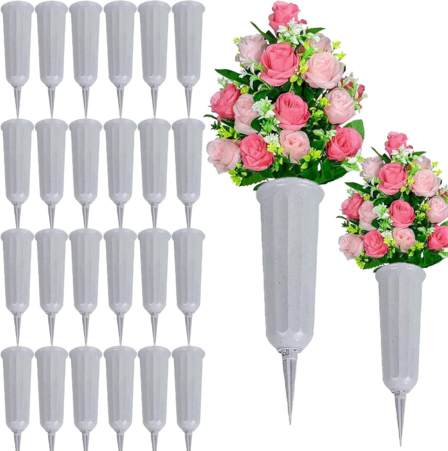 24 Memorial Flower Vase Plastic Cemetery Vases with Spikes Cemetery Decorations