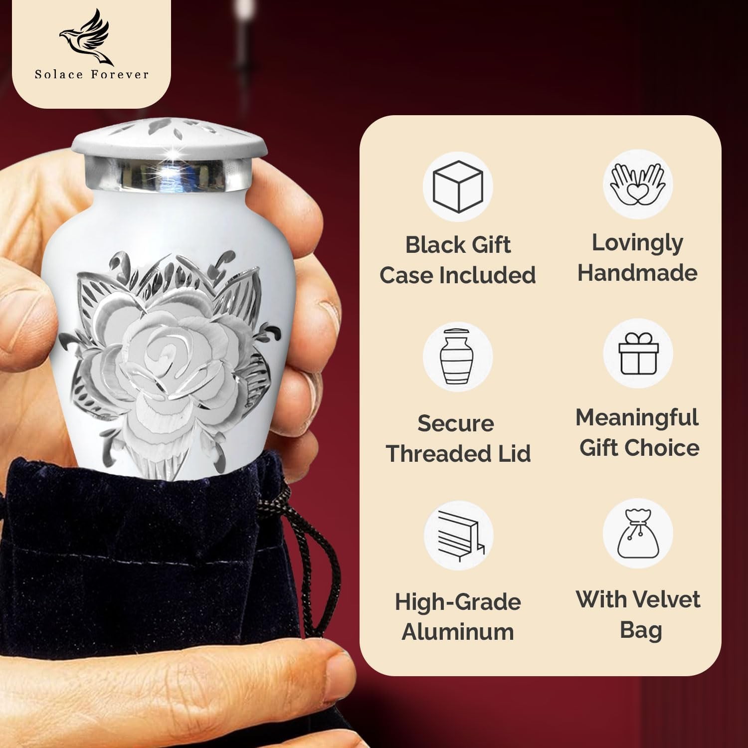 Rose Cremation Urn for Ashes for Women & Men – Handcrafted Rose Urns for Huma…