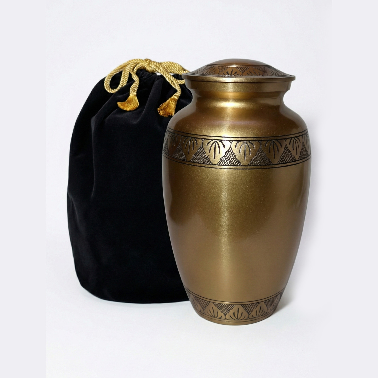 Large Solid Brass Cremation Urn for Human Ashes Handcrafted Funeral Memorial Urn