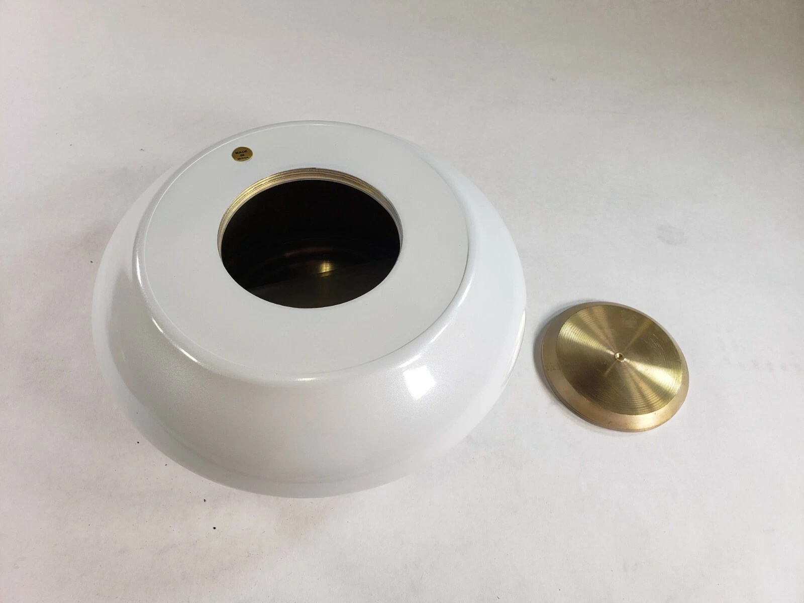 Handcrafted Brass Gem On Top With Polished Accents Ivory Marcelo Miniature Urn