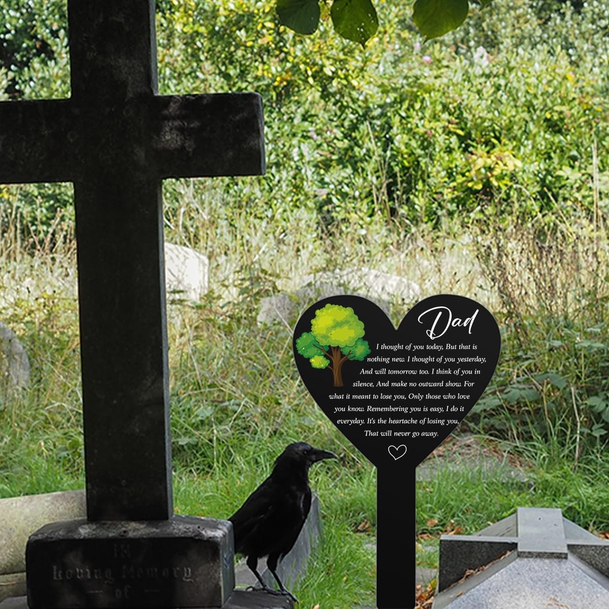 Grave Markers for Cemetery for Humans Dad Memorial Remembrance Plaque Stake f…