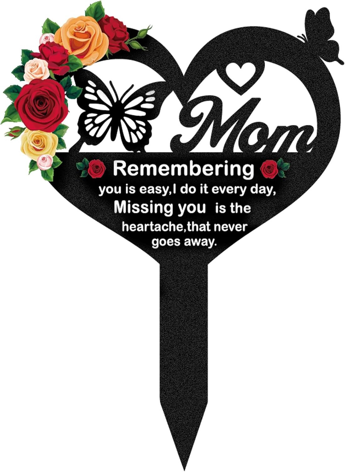 Grave Markers for Cemetery for Humans – Memorial Mom Metal Butterfly Graves Stak