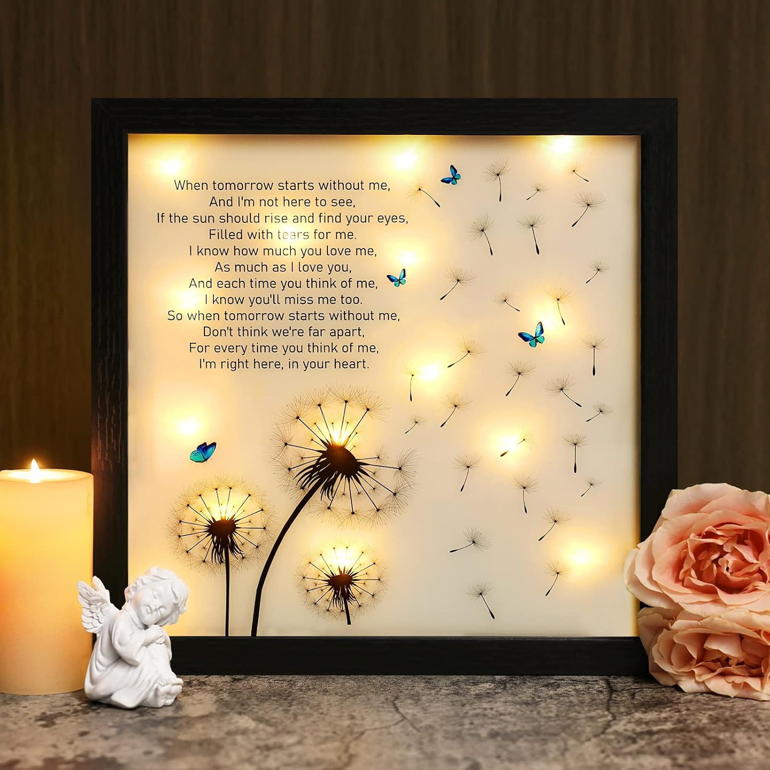 Memorial Gifts LED Shadow Box – Sympathy Gifts for Loss of Mother, Father & Love
