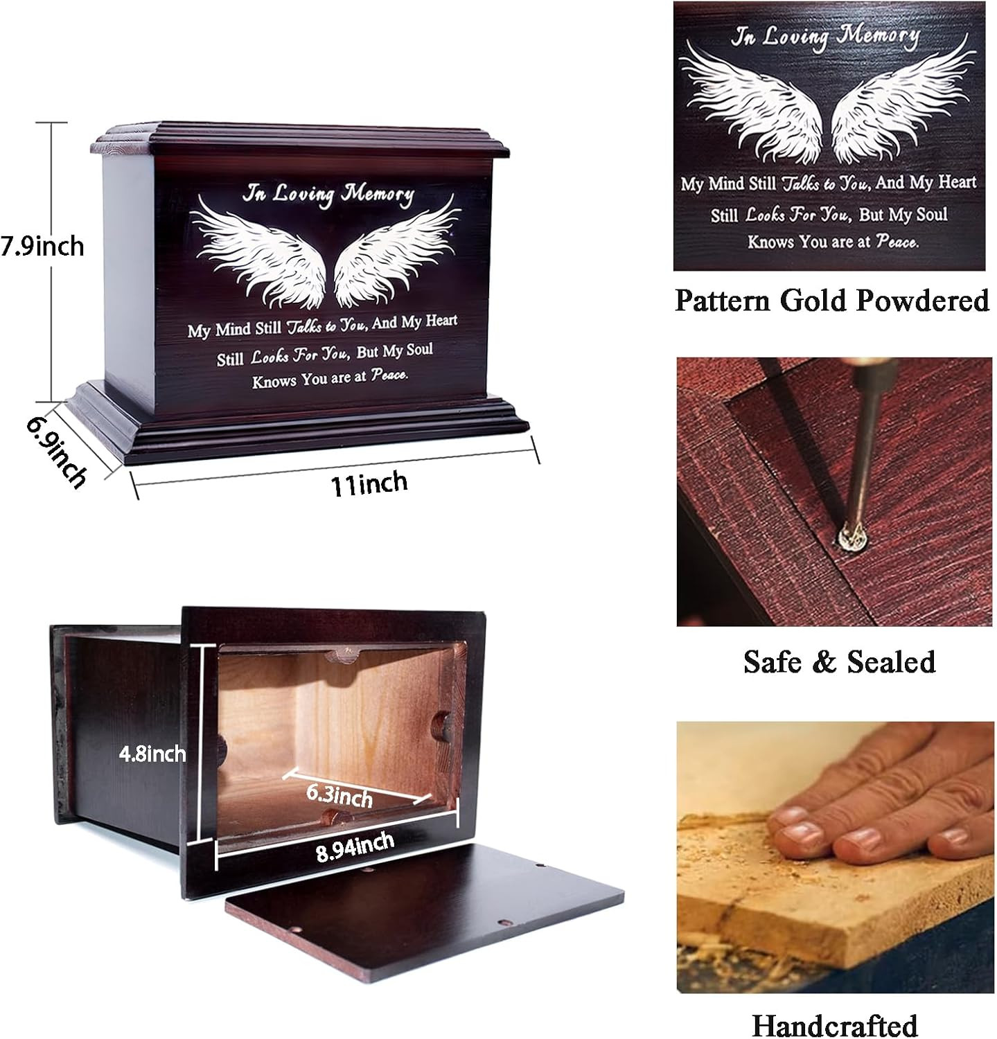 Wooden Urns for Ashes – Decorative Urns for Men Women – Adult Ashes Funeral Urns
