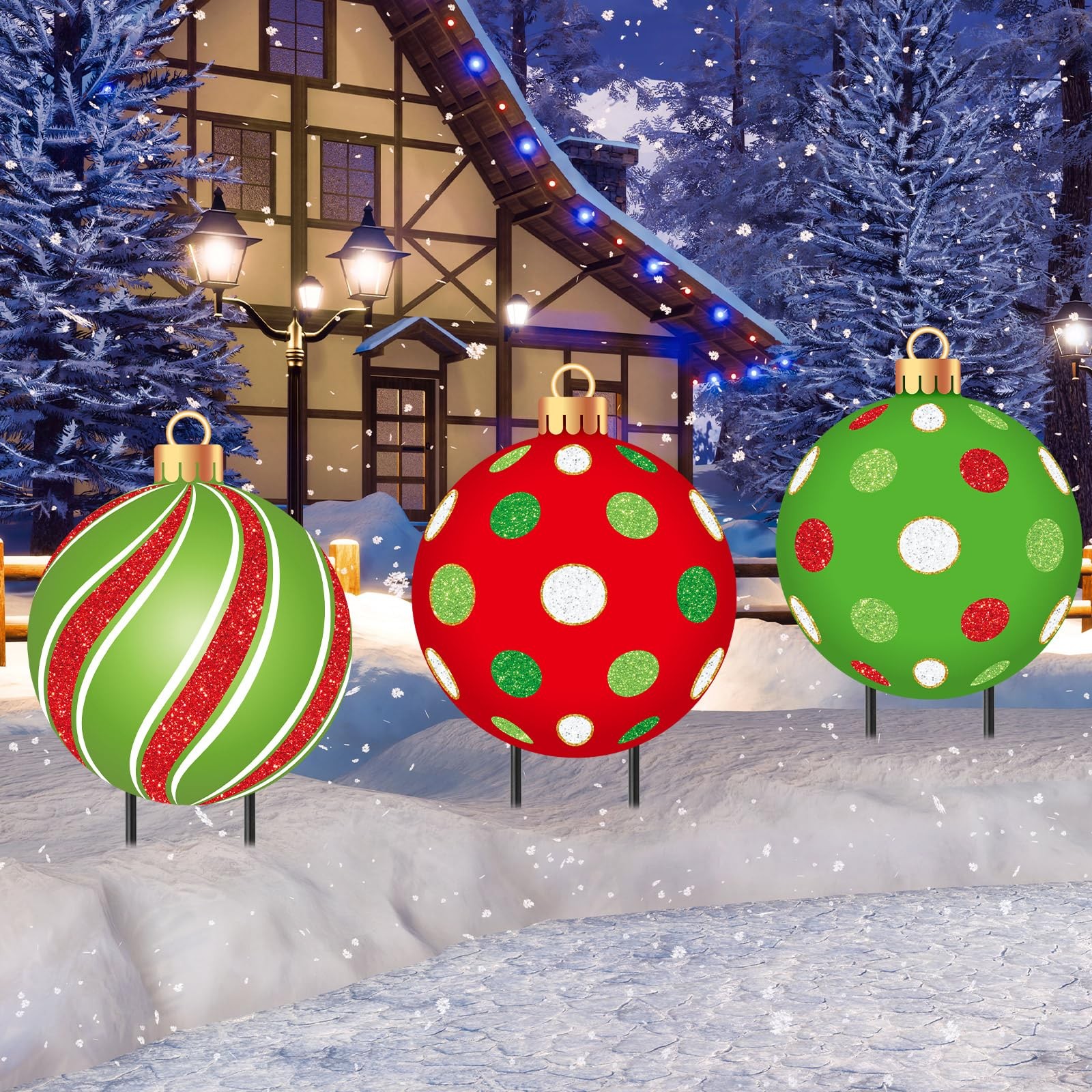 3 Pack Metal Christmas Yard Signs Decor Christmas Yard Stakes Outdoor Metal X…