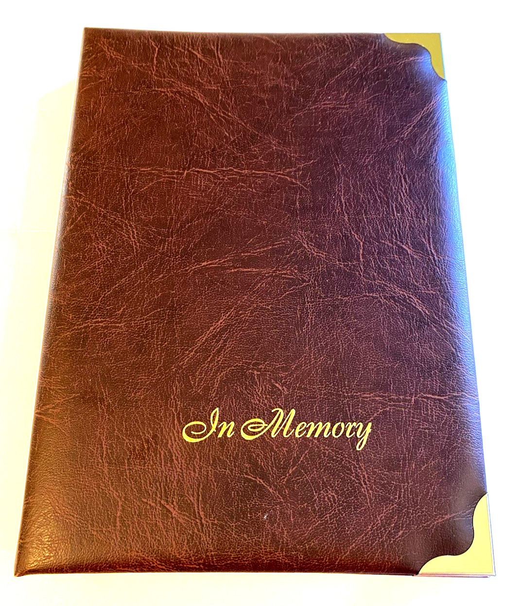 Funeral Guest Book Sign In Memorial Service Brown Gold 10″ x 7.5″ Unused Vintage