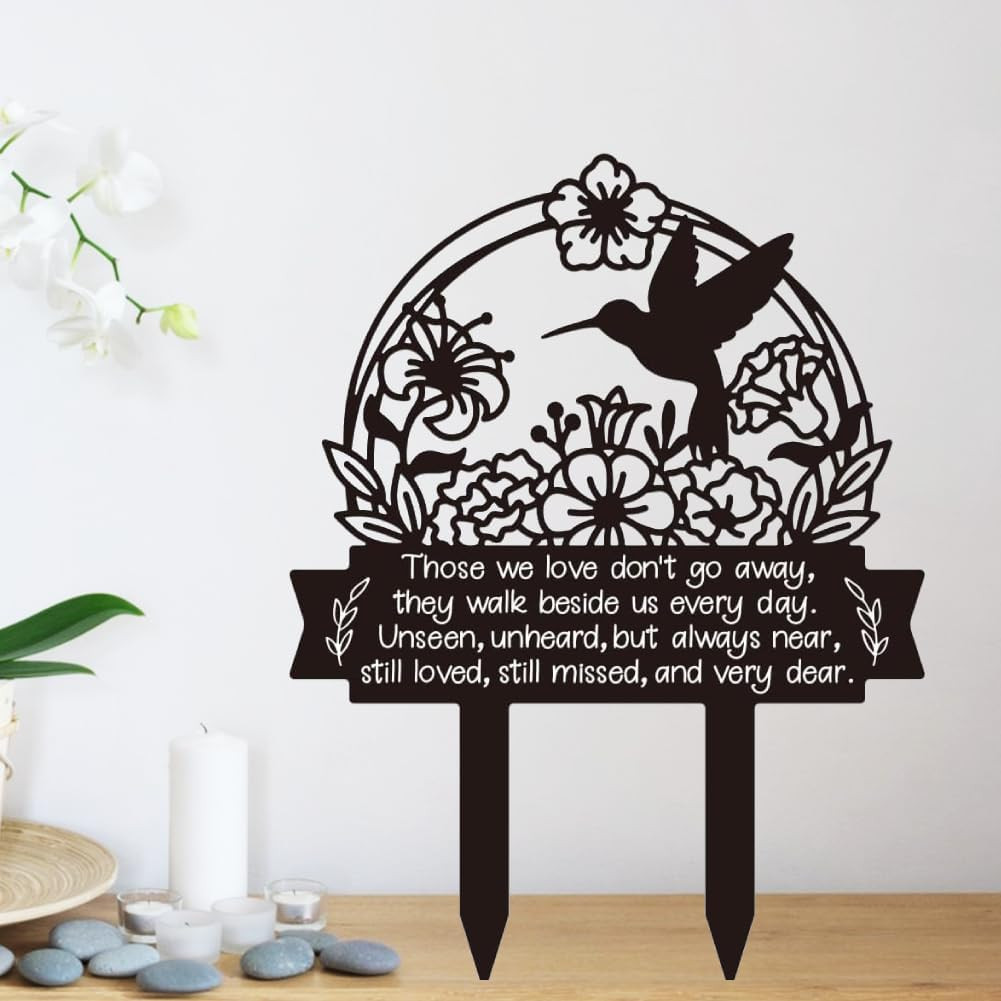 Hummingbird Grave Marker Cemetery Decorations for Grave Metal Memorial Grave Sta