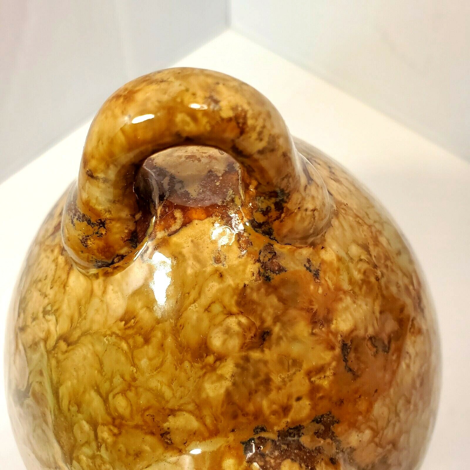 Ceramic Egg Birdhouse Scattering Cremation Urn Glazed Brown Memorial 2 Pcs