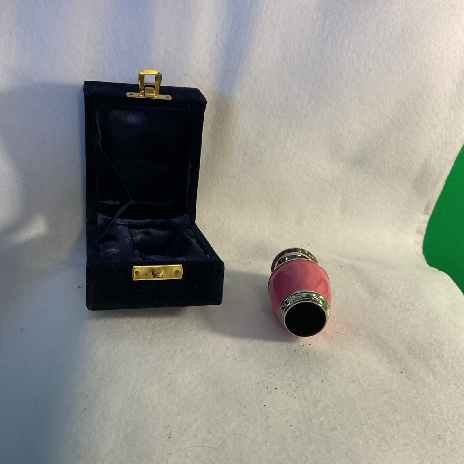 Small Pink/silver Metal Urn In velvet Box keepsake urn