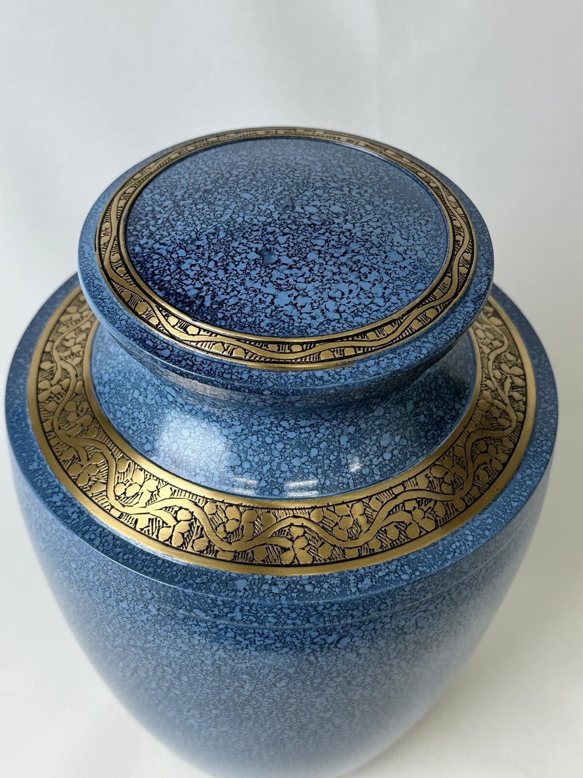 Elegant Solid Brass Blue Marble Gold Strip Urns – Handcrafted Memorial Urn