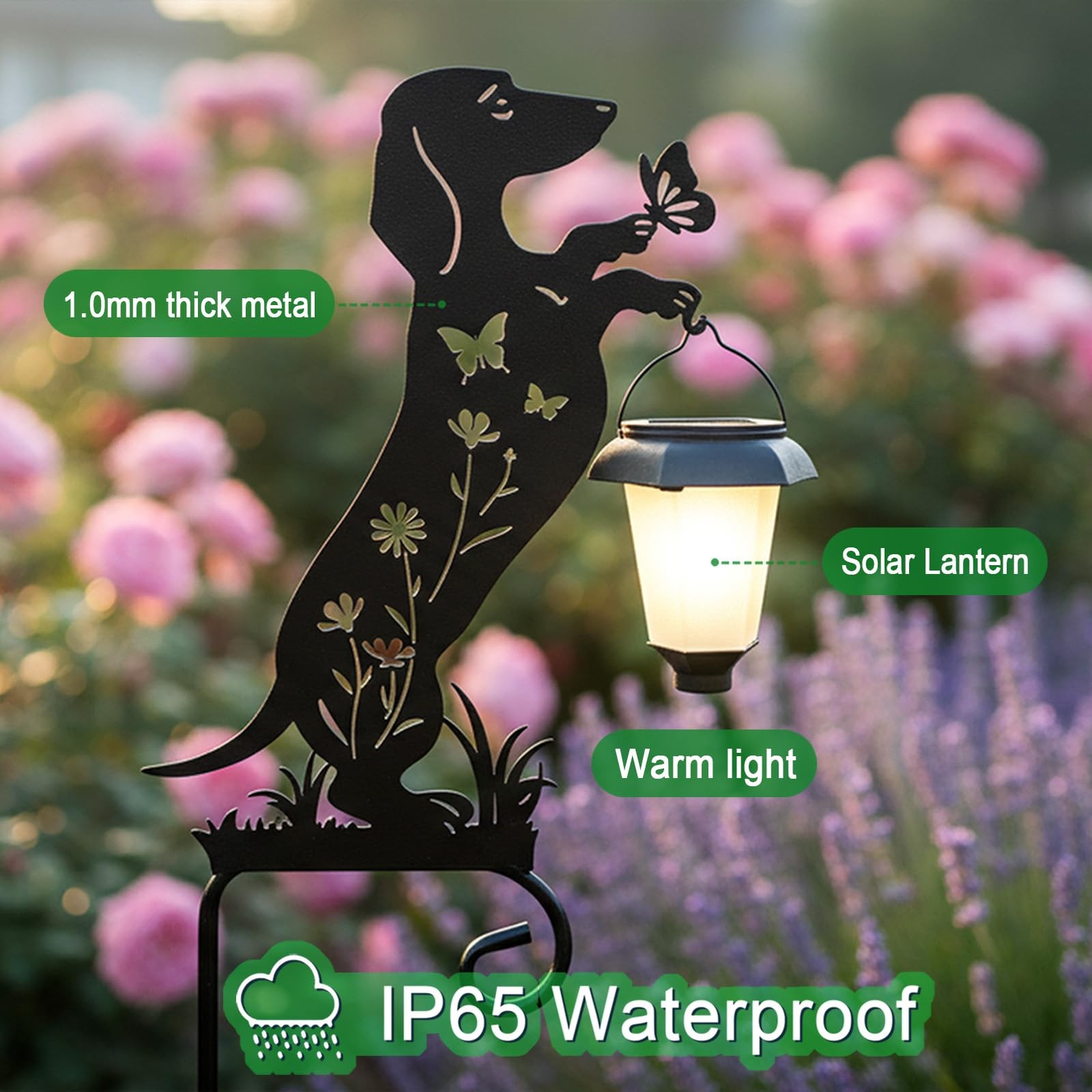 Hokfirm Dachshund Solar Lights Garden Stake,Dachshund Gifts Outside Decoratio…