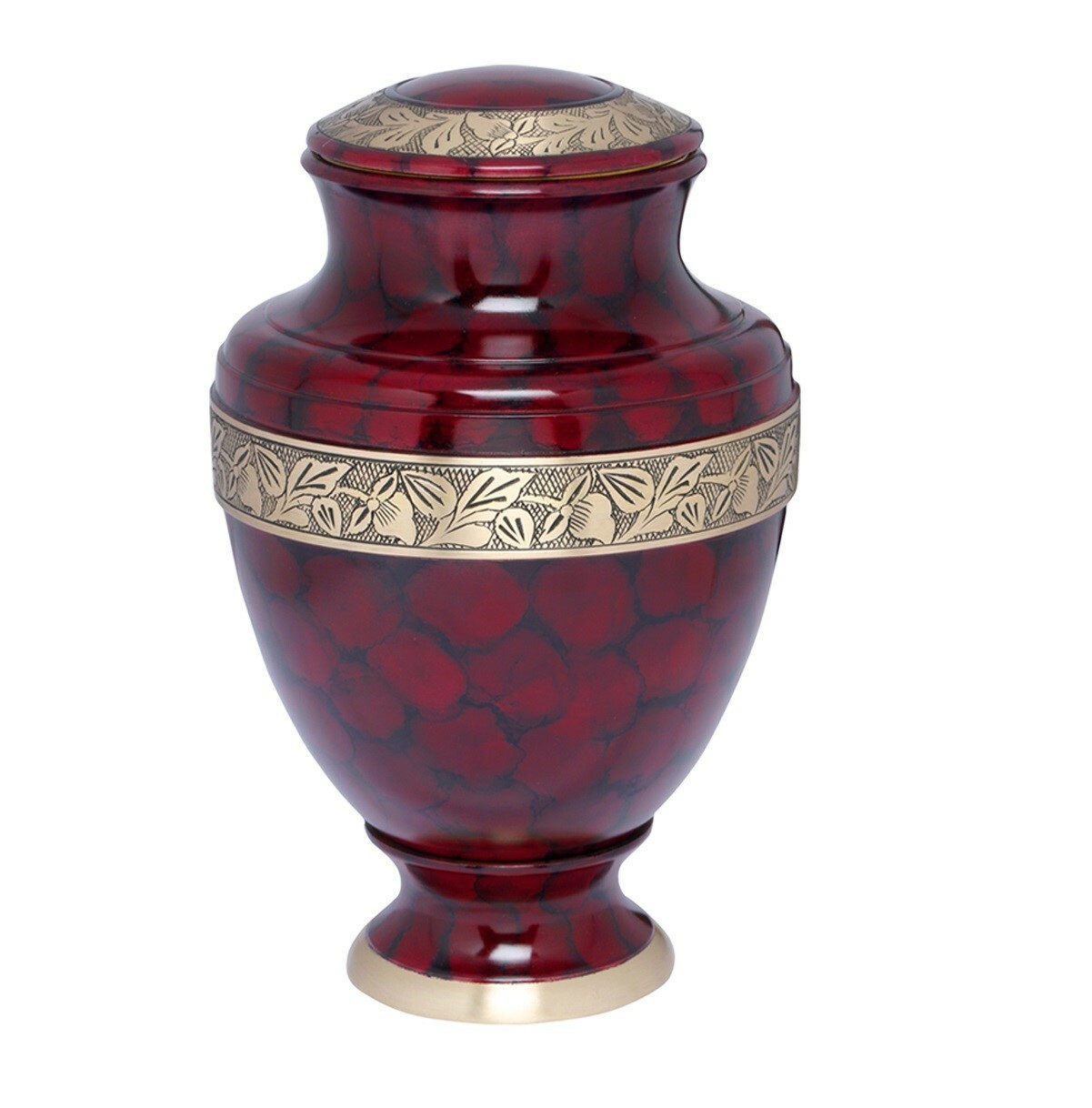Crimson Marble Brass Cremation Urn for Human Ashes – Free Shipping