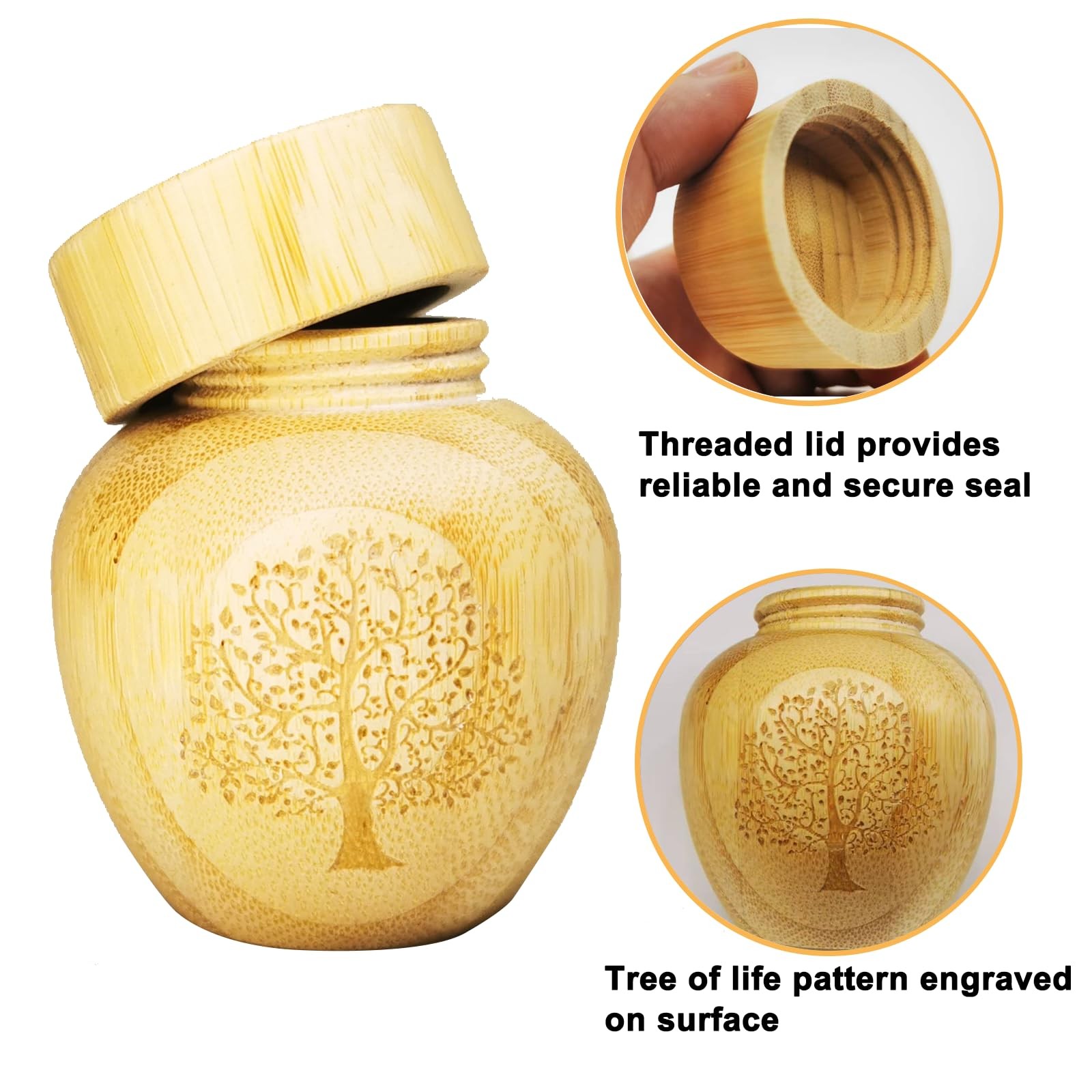 Mini Scattering Urns for Human Ashes, 2.1”x2.6” Biodegradable Bamboo – Tree