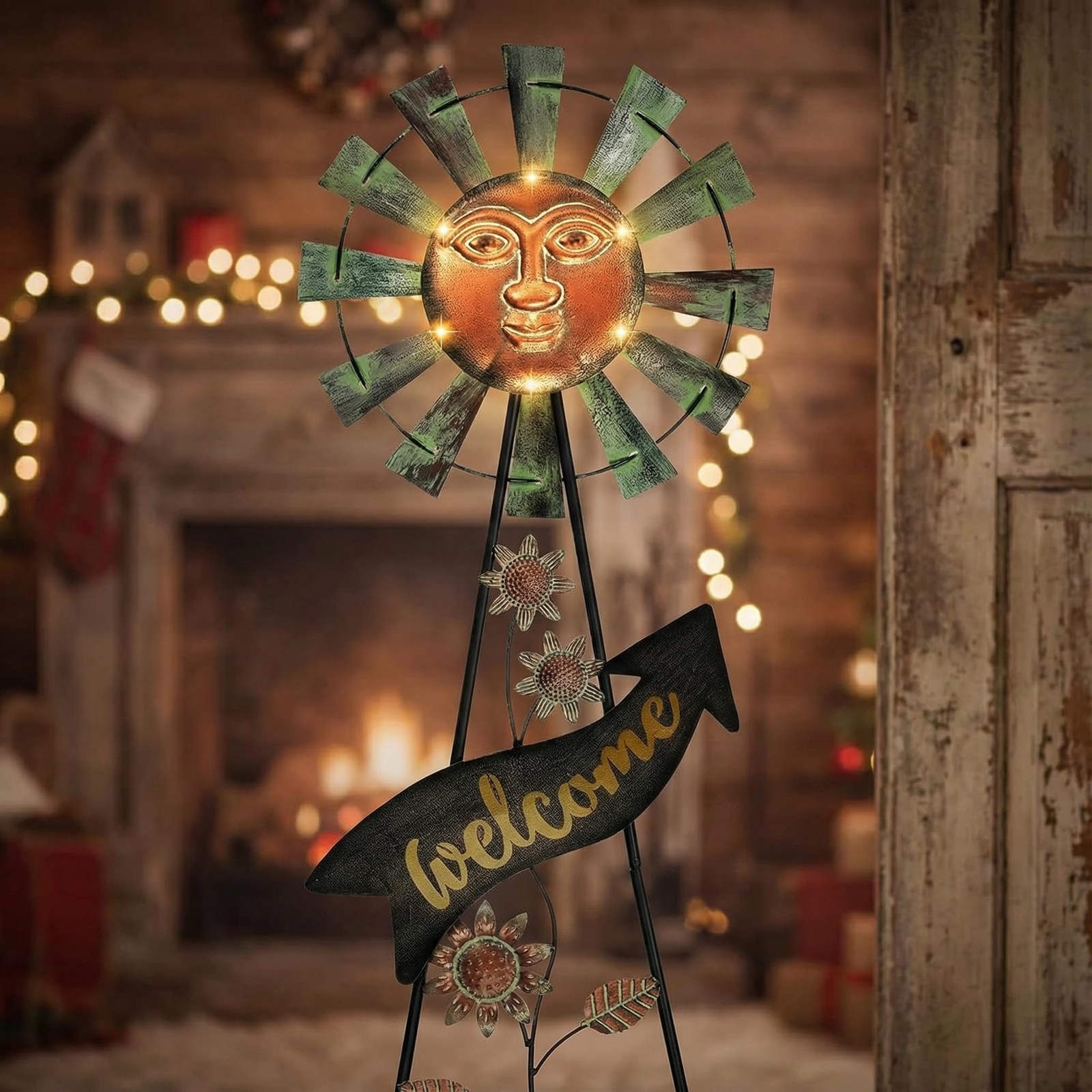TERESA’S COLLECTIONS Garden Decor with Solar Outdoor Lights, Wind Spinner Yar…