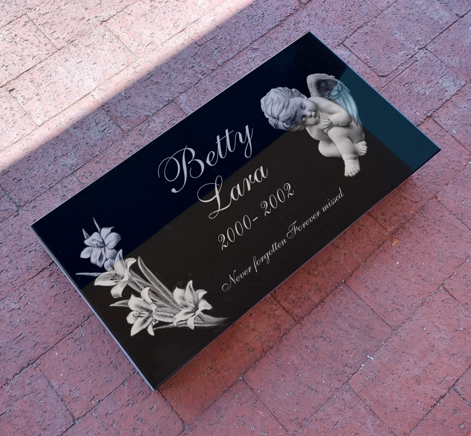 12x24x0.75 inch Human Headstone, Tombstone, Grave Marker, Diamond Engraved