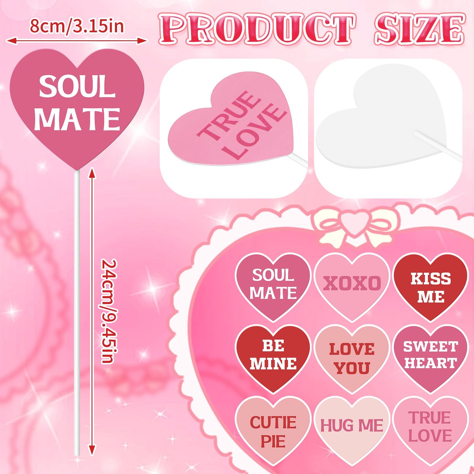 9 Pcs Valentine’s Day Yard Decorations Outdoor Conversation Metal Hearts Stak…