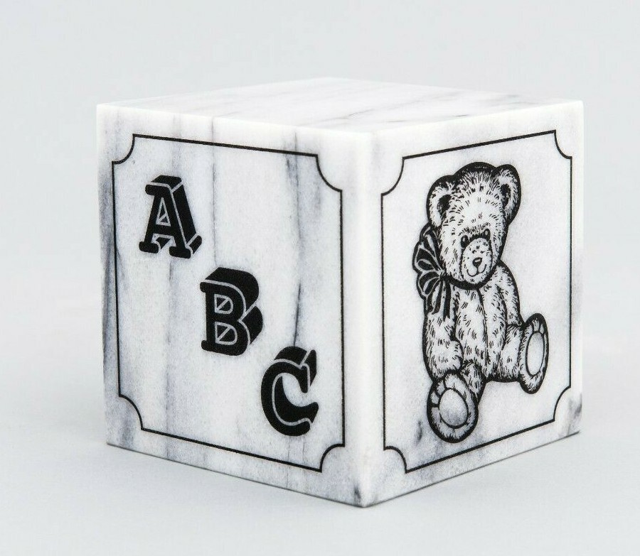 Small/Keepsake Teddy Bear White Natural Marble Infant Urn for Cremation Ashes
