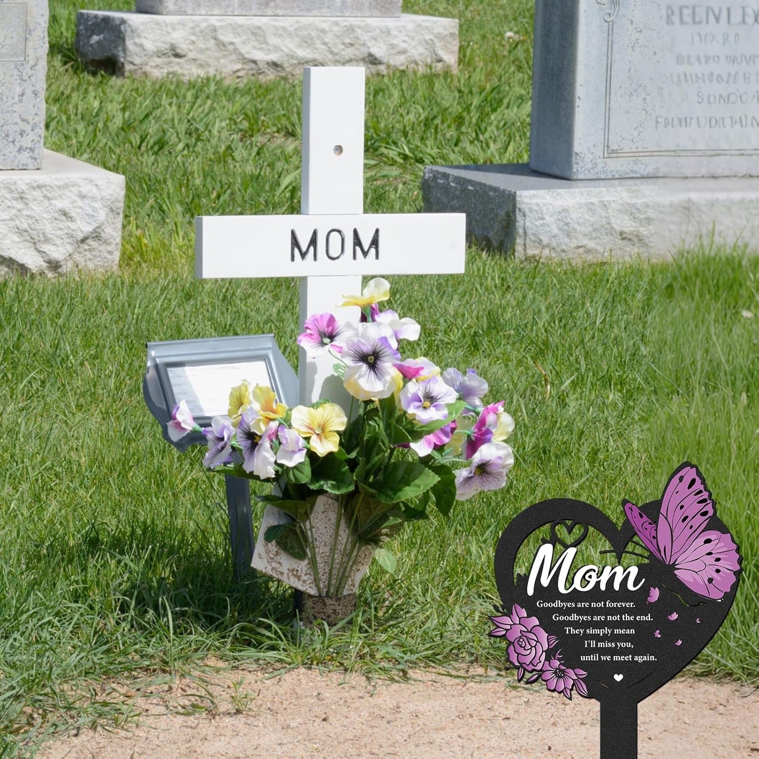 Memorial Sister Grave Stakes – Metal Butterfly Cemetery Markers Decorations f…