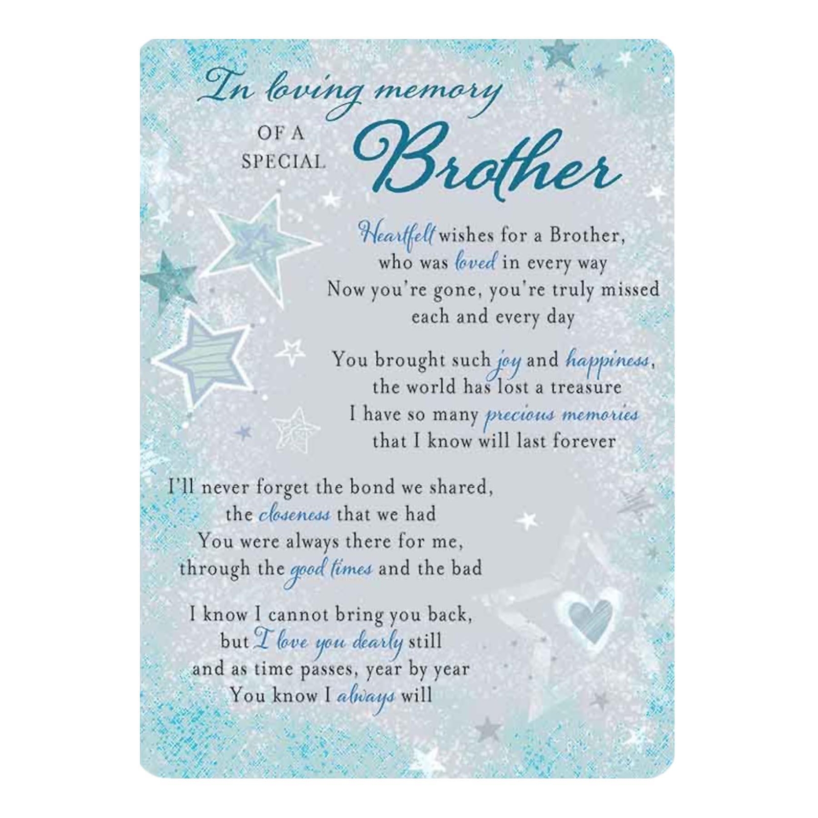 Loving Memory Open Graveside Memorial Card – memory of Special Brother