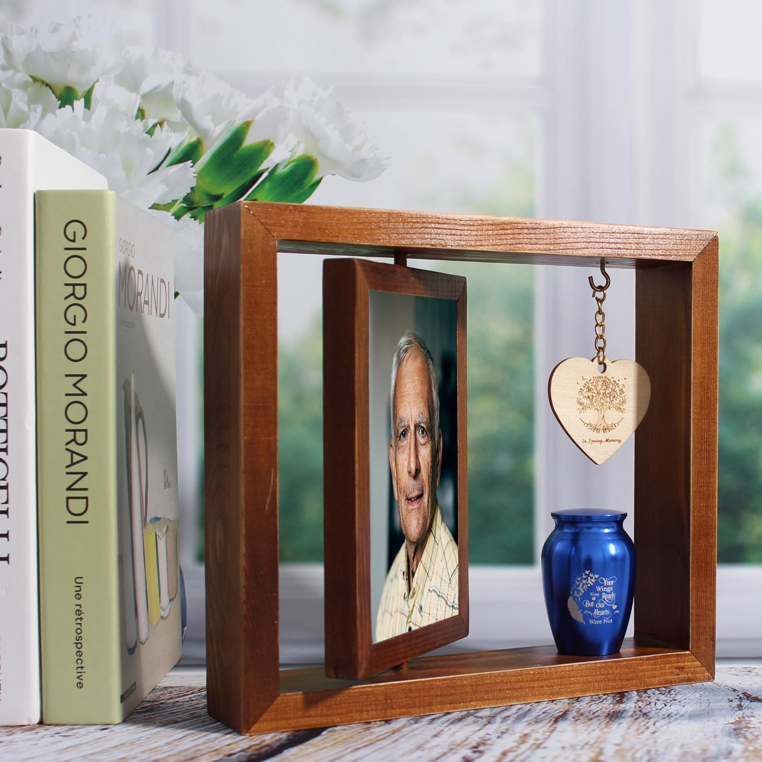 Memorial Picture Frame and Small Urn Set,Mini Cremation Keepsake Urn for Loss of