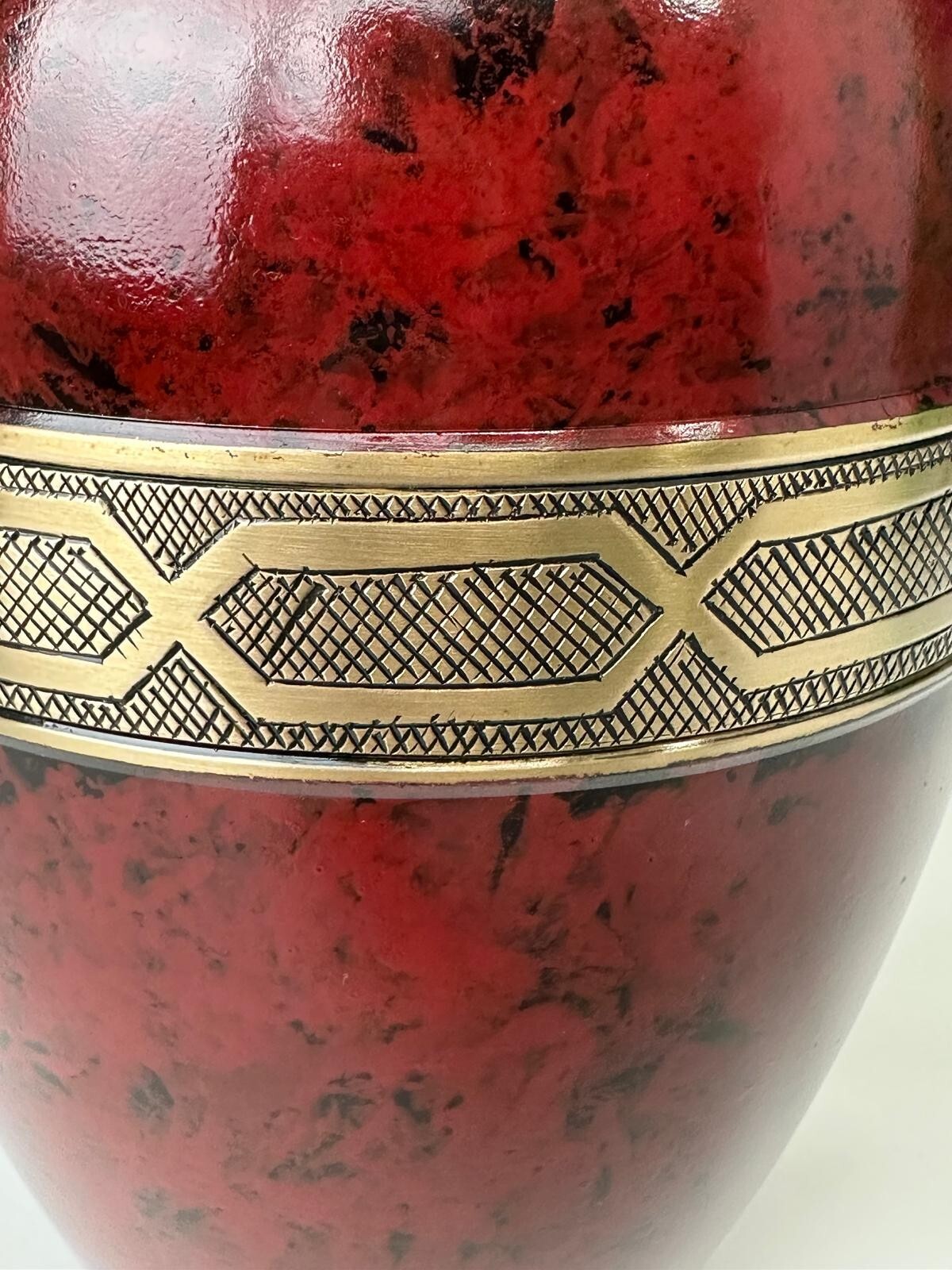 Elegant Solid Brass Red Marble Urns – Handcrafted Memorial Urns for Ashes