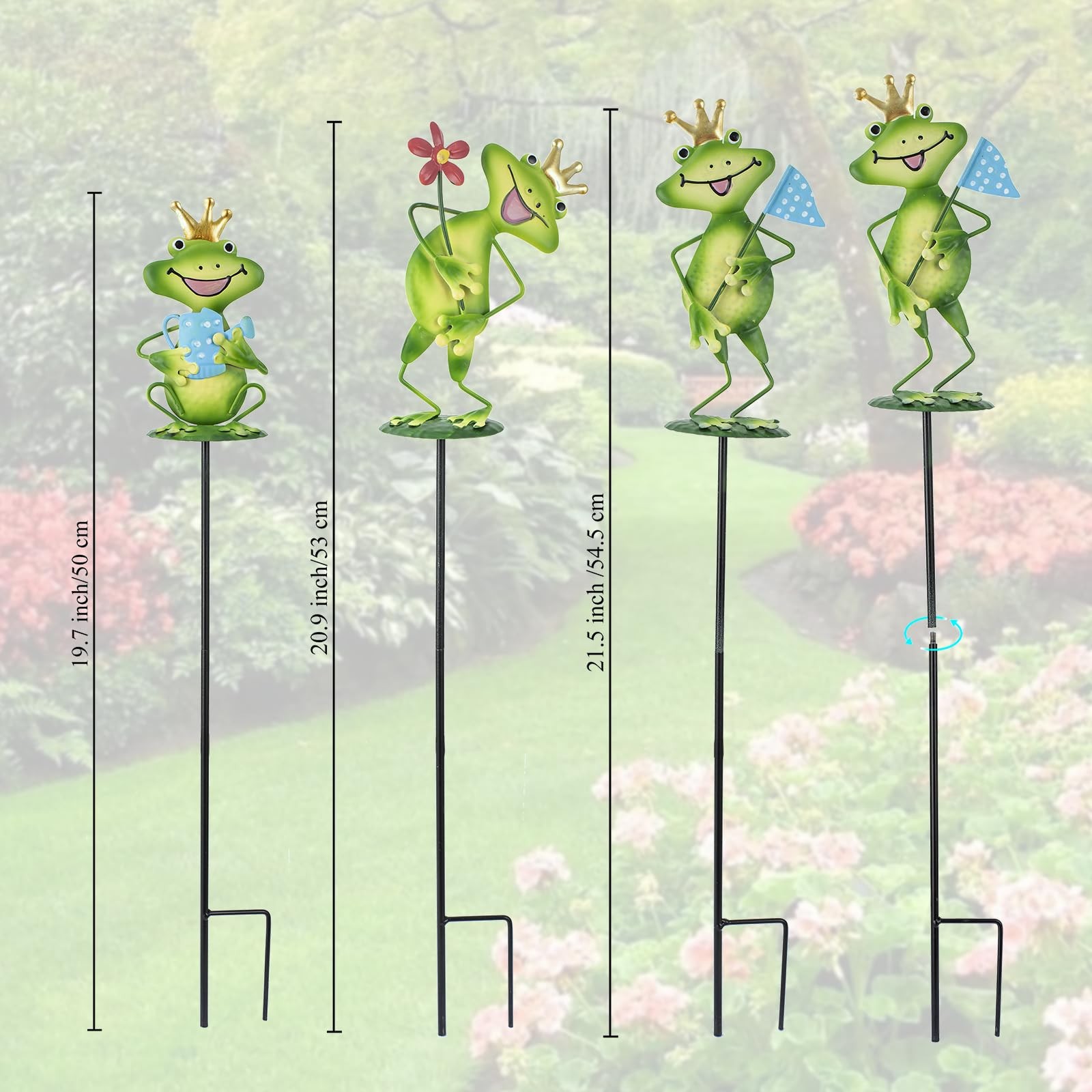 3 Pack Metal Garden Stakes, 21″ Frog Garden Stakes for Spring Decor, Metal Ya…