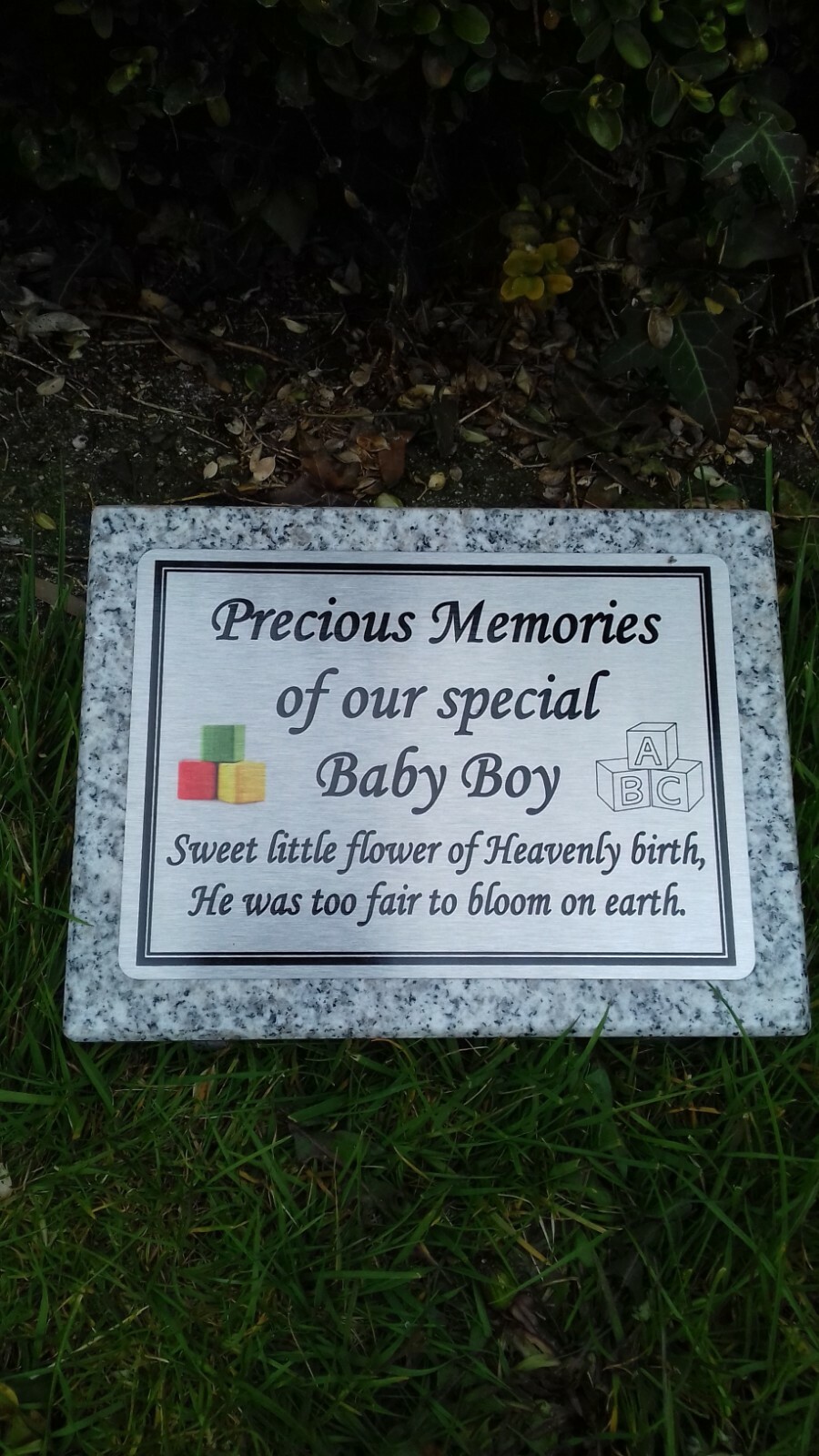 Personalised Grey Granite Baby Memorial Grave Plaque Stone Memorial Marker
