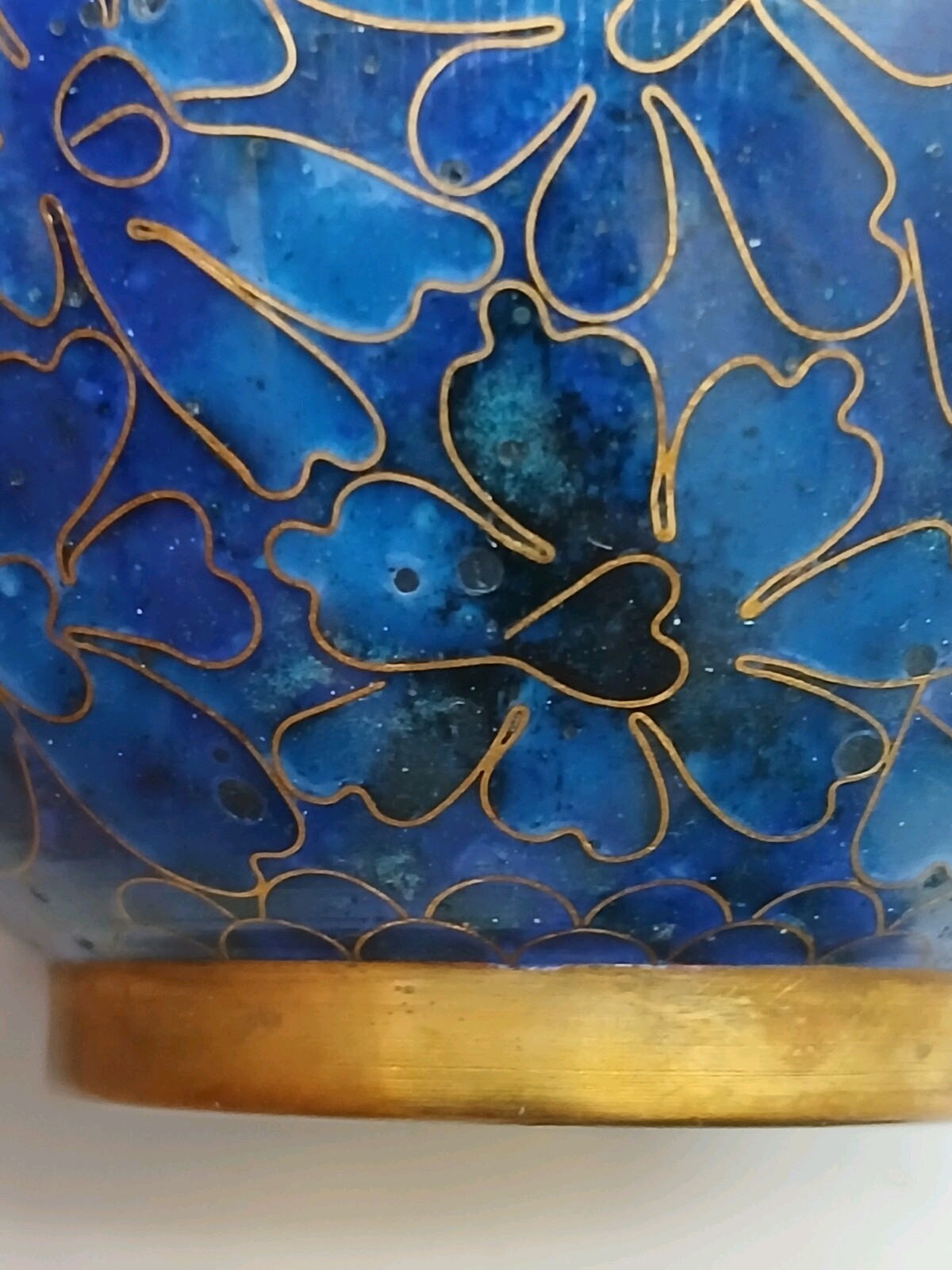 Small 3.25″ Blue Enamel Over Copper Floral Cloisonne Memento/Keepsake Urn