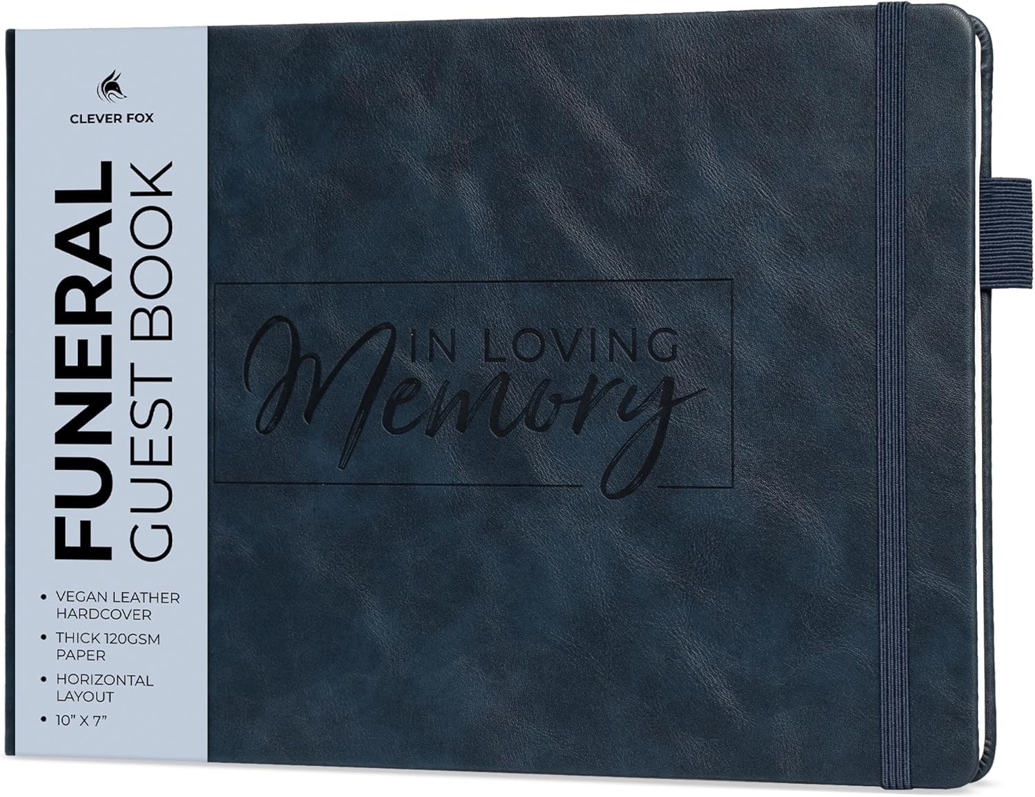 Memorial Guest Book Funeral Sign-In Book Hardcover 10×7 Dark Blue