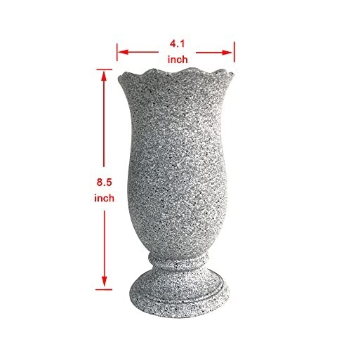 Cemetery Grave Vase Decoration – Marble Color, Ground Spikes & Flower Foam Inclu