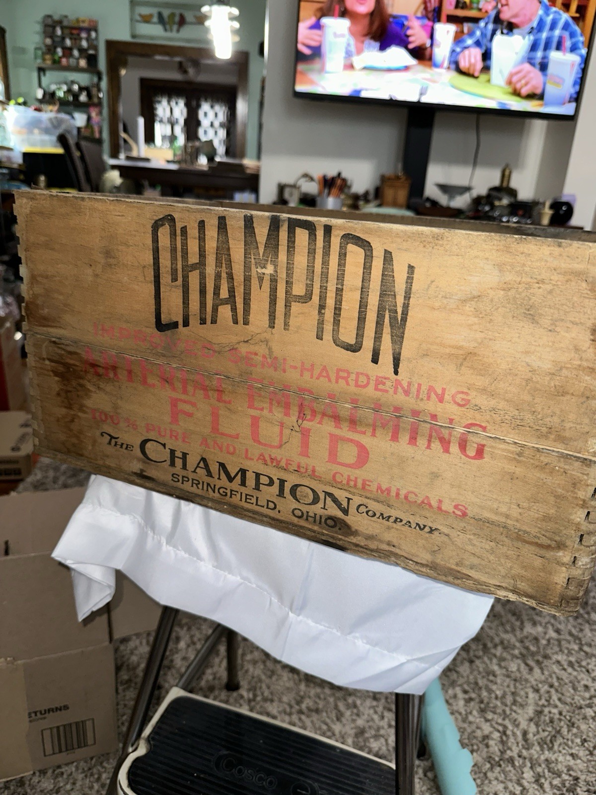 Champion Embalming Fluid Wooden Crate Springfield Ohio Funeral Home Antique